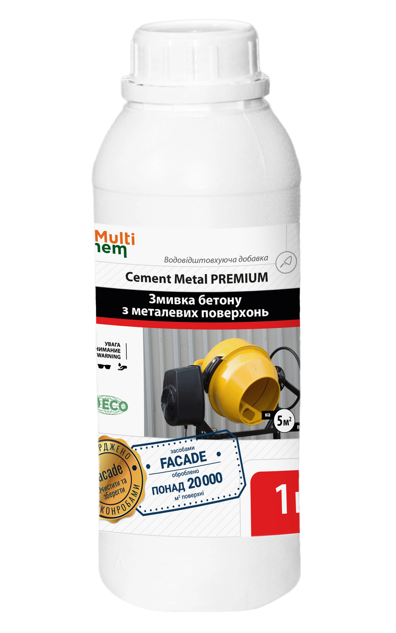 Змивка бетону з металевих поверхонь Cement Metal Premium 1:19 концентрат, 1л